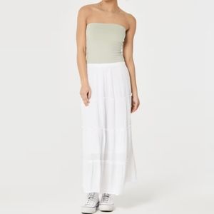 Hollister White Tiered Maxi Skirt